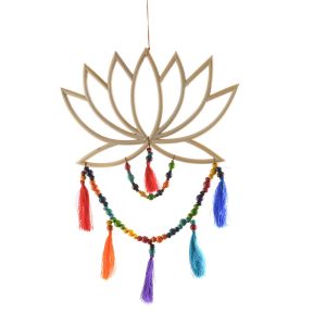 WALL HANGING Rattan Lotus Natural/Rainbow 55x31cm