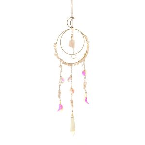Raw Rose Quartz & Metal Suncatcher