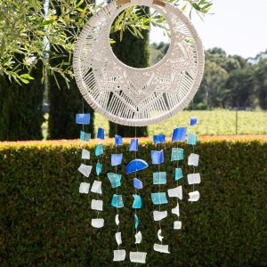 Recycled Glass Blue & Macrame Suncatcher 115x40cm