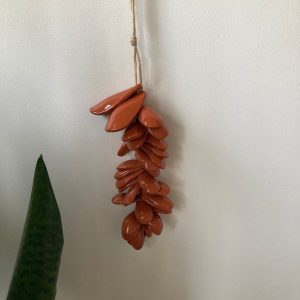 Terracotta Ceramic Petal Wall Hanging: Wabi Sabi Pottery Decor
