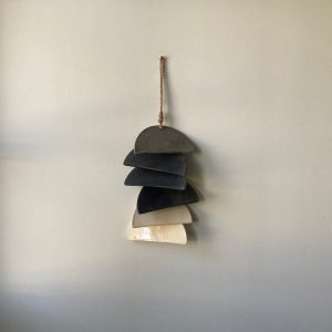 Ceramic Tile Wall Hanging: Neutral Glazed Semicircles