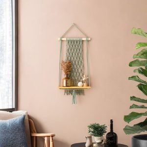Macrame Shelves, Wood Shelf